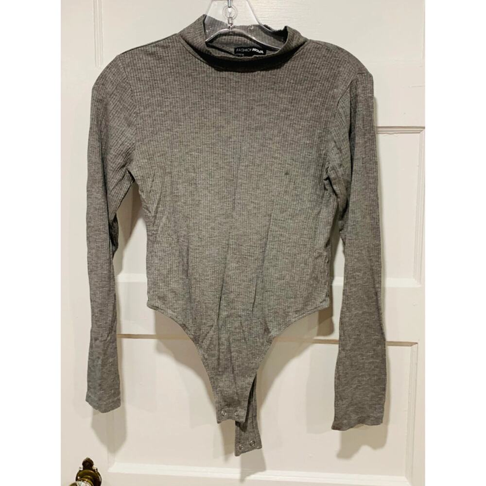 Fashion Nova Ribbed Long Sleeve bodysuit Turtleneck Women's Large